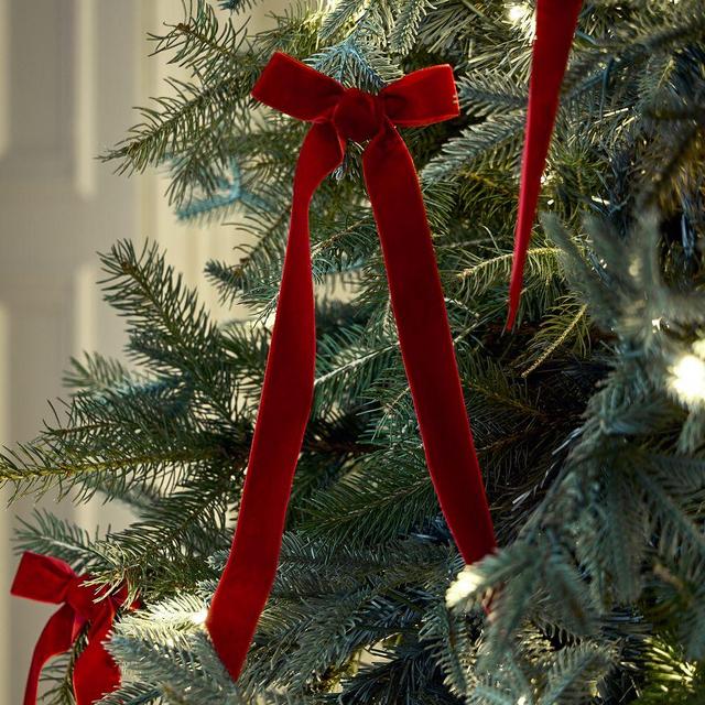 Velvet Bow Ornament, Red