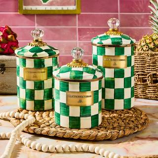 Emerald Check Enamel Canister