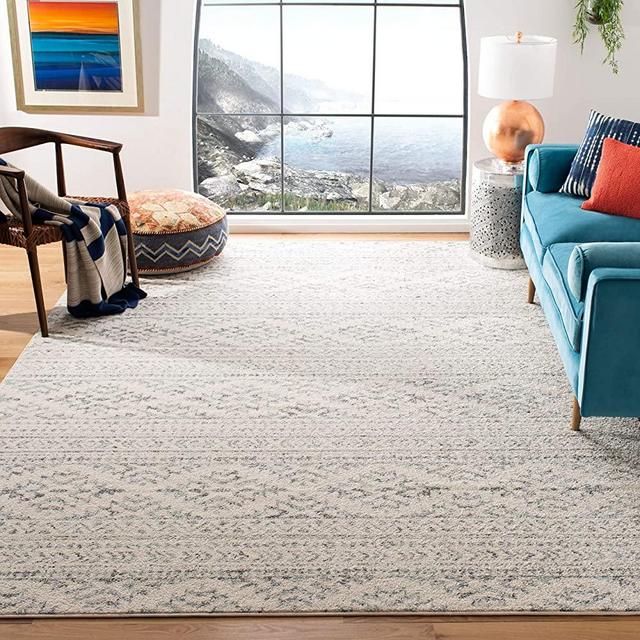 Safavieh Tulum Collection TUL272A Moroccan Boho Tribal Non-Shedding Stain Resistant Living Room Bedroom Area Rug, 8' x 10', Ivory / Grey