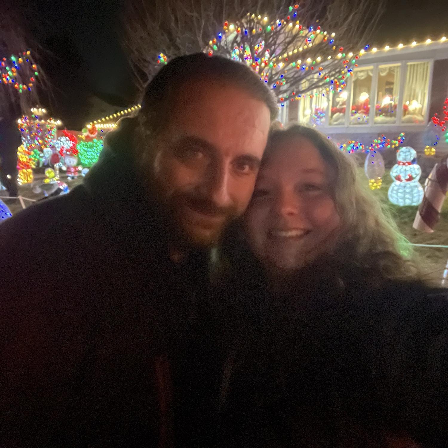 Visiting a local holiday lights display