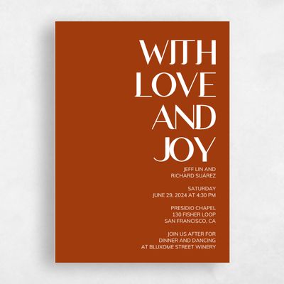 Dark Rust, Orange Wedding Invitation - Millsboro Portrait