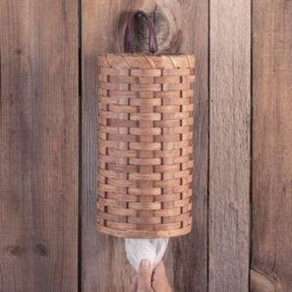 Grocery Bag Holder | Amish Wicker Plastic Bag Storage & Dispenser