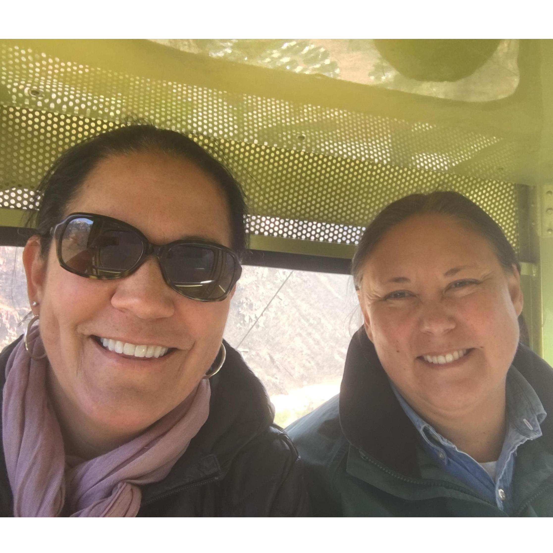Riding the cable car in China up to Cangyan Mt...Sharon is terrified!