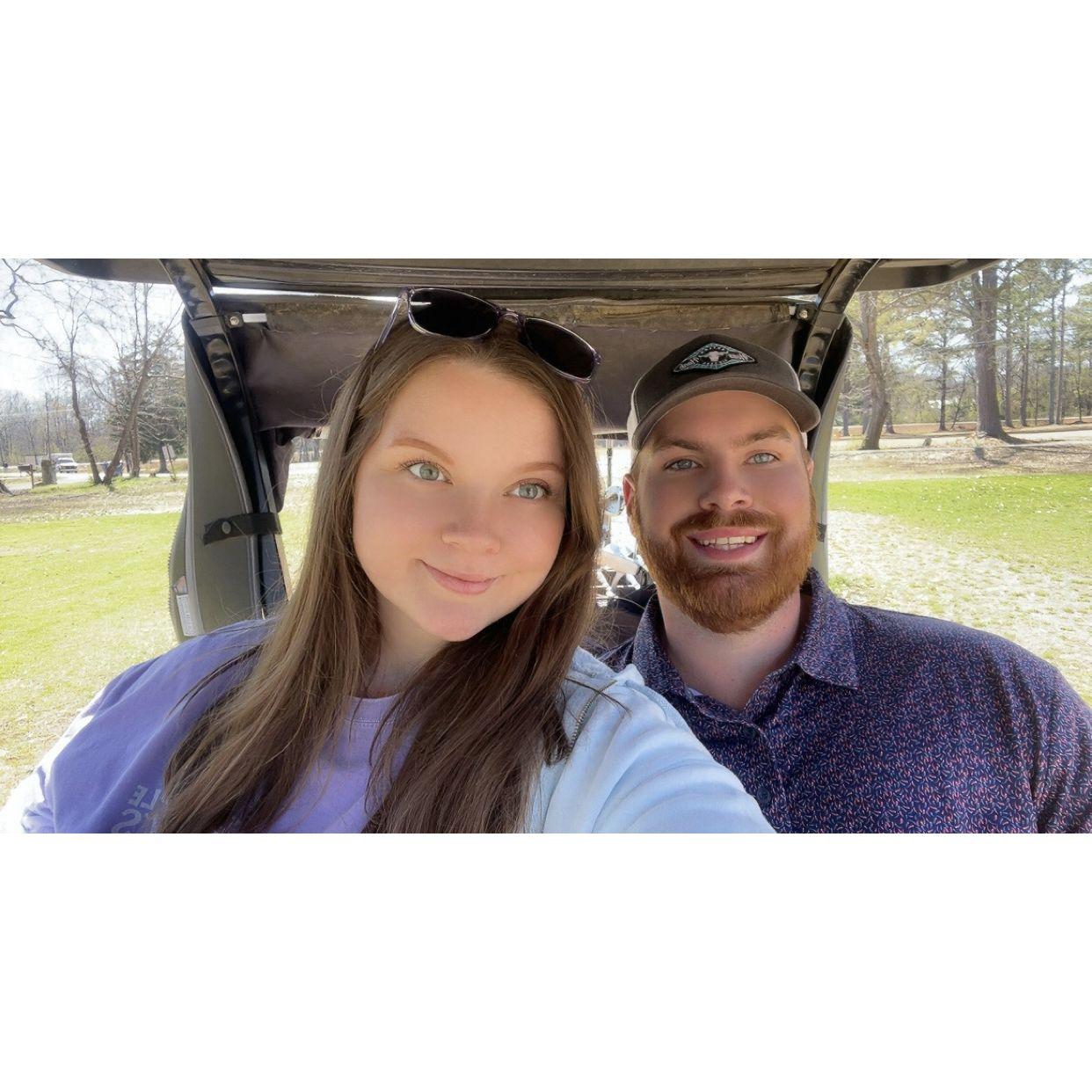 Hanging out on the golf course together.