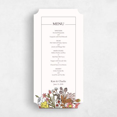 Beige Ticket Wedding Menu - Smith and Mills