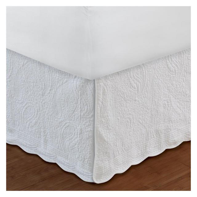 Greenland Home Fashions 1710GBKK Paisley Quilted Ivory King Bed Skirt 18``