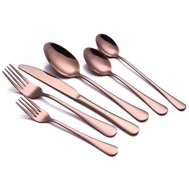 Rose gold Silverware Set，24-Piece Stainless Steel Flatware Set,Cutlery Tableware Set For 4,Mirror Finish，Dishwasher Safe
