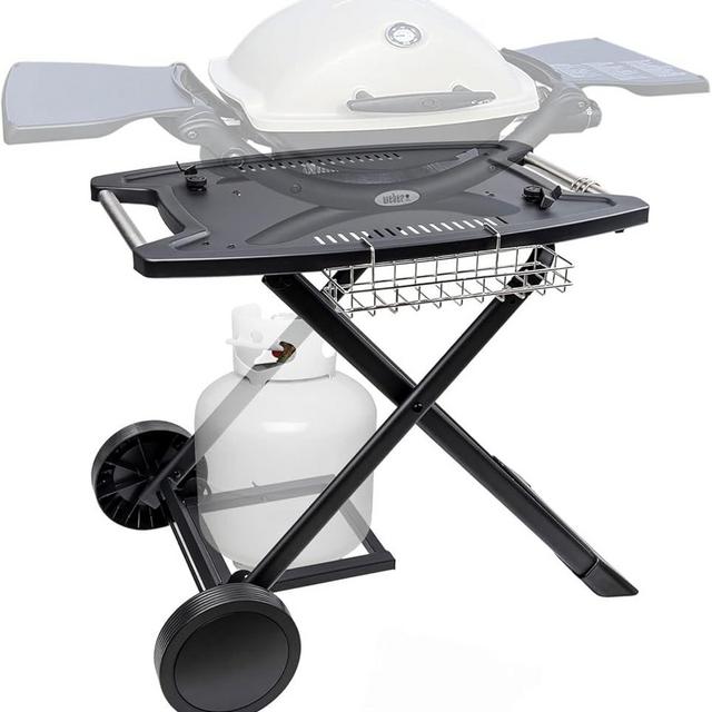 Portable Cart for Weber Q1200, Q1000, Q2200, Q2000, Q2400, Folding Cart for Outdoor BBQ，Portable Stand for Weber Q Series Gas Grills and Ninja Woodfire OG700 Series