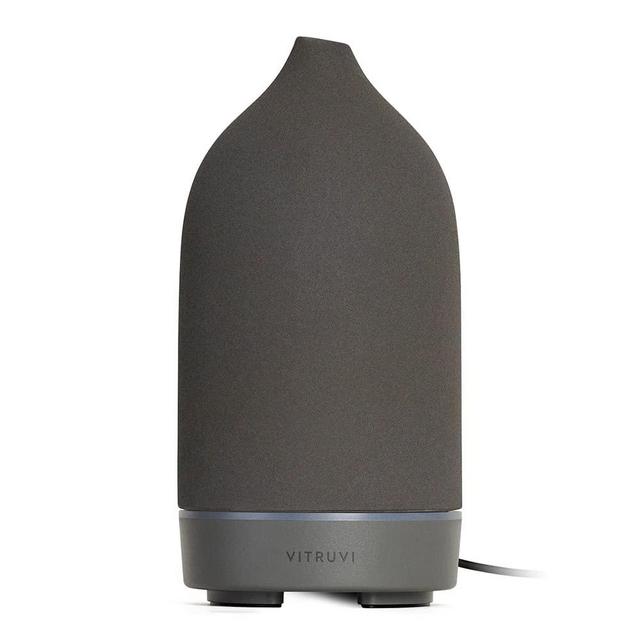 Vitruvi Stone Diffuser, Ceramic Ultrasonic Essential Oil Diffuser for Aromatherapy, Charcoal, 90ml Capacity