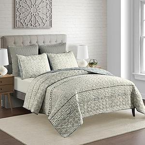 Nico Twin Quilt in Grey/Aqua