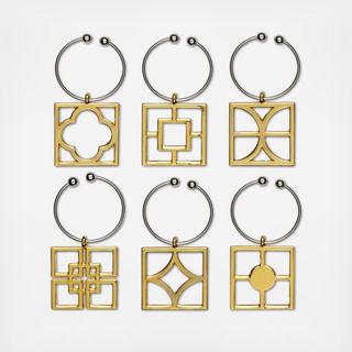 Old hollywood Wine Charm, Set of 6