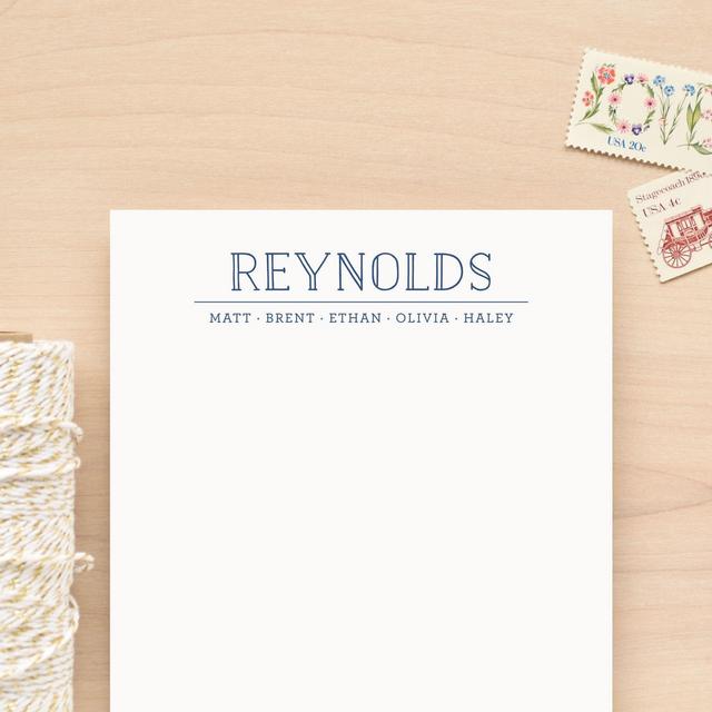 CREW Family Personalized Notepad - Custom Letterhead Families Kids Children School