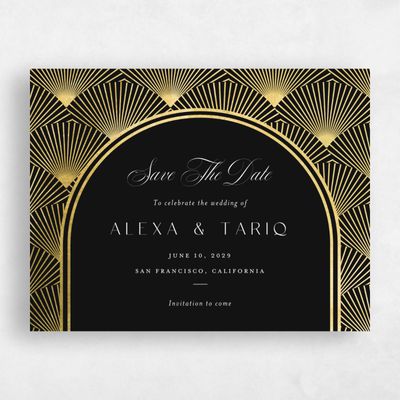 Black Wedding Save the Date - Hayden Landscape Foil