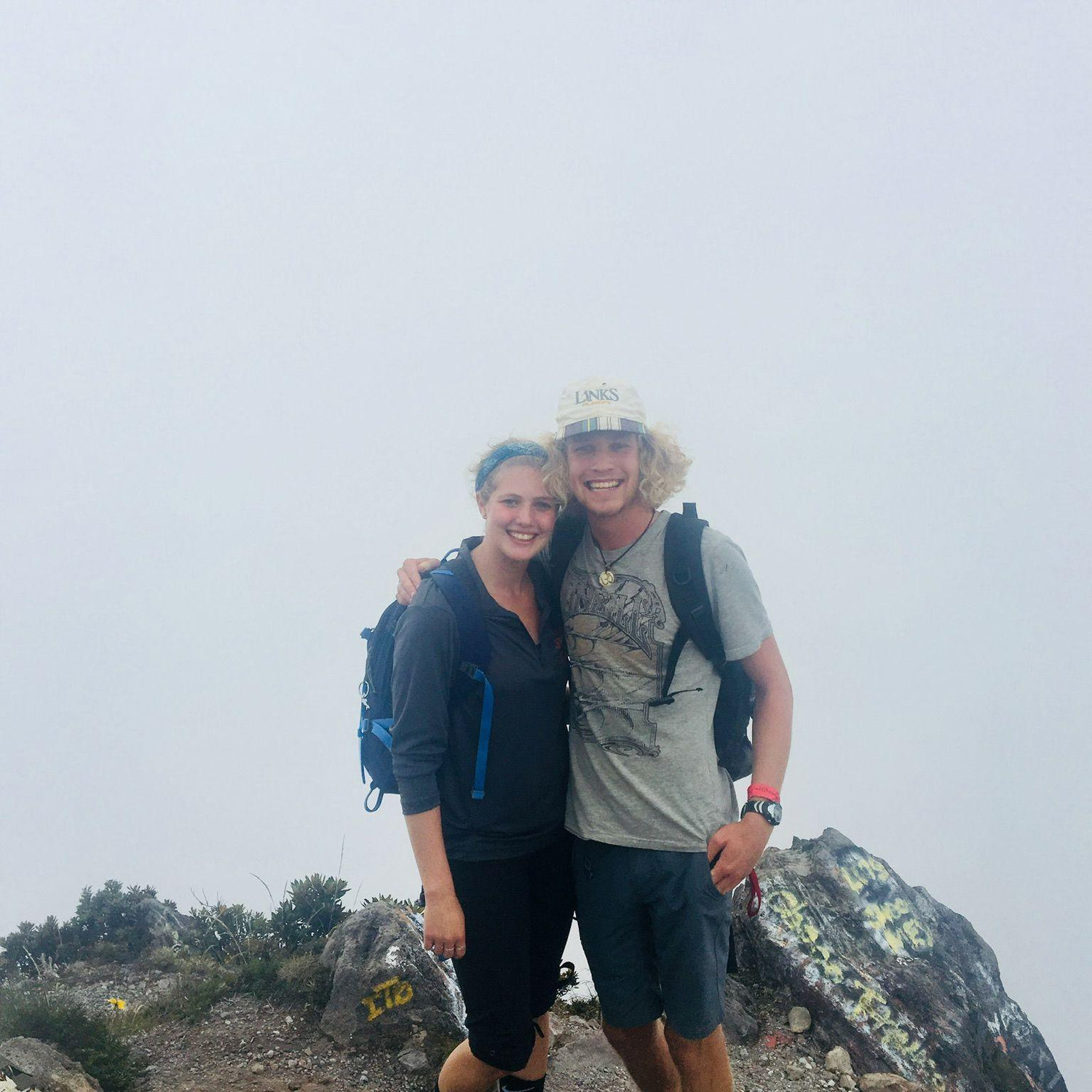 Out first photo together when we were just becoming friends. This was at the submit of volcano burro in panama.