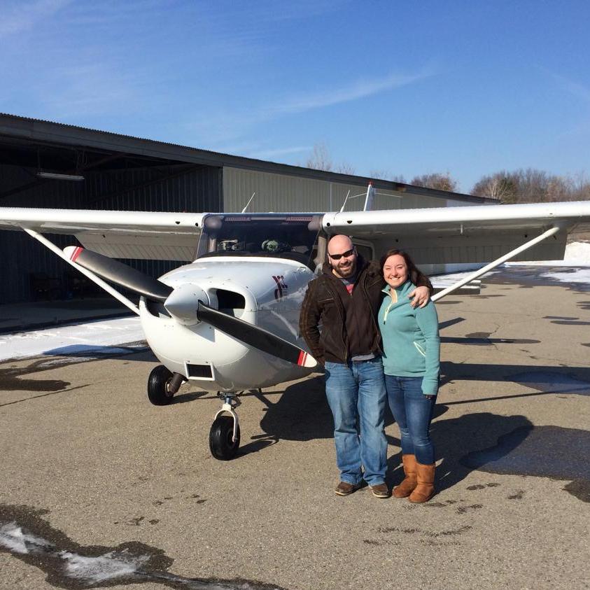 Emily agreed to be in the plane as Mauricio learned to fly - that's trust!!