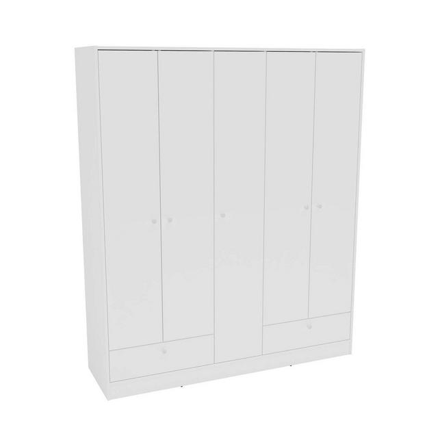 Denmark 5 Door 2 Drawer Wardrobe White - Chique