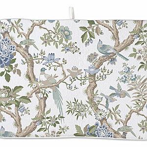Blue Green Floral Bird Dish Drying Mats 18x24 Inch Blue Green Vintage Flowers Bird Chinoiserie Decorative Drying Mats Outdoor Kitchen Decor Coffee Bar Mat for Kitchen Dining Room