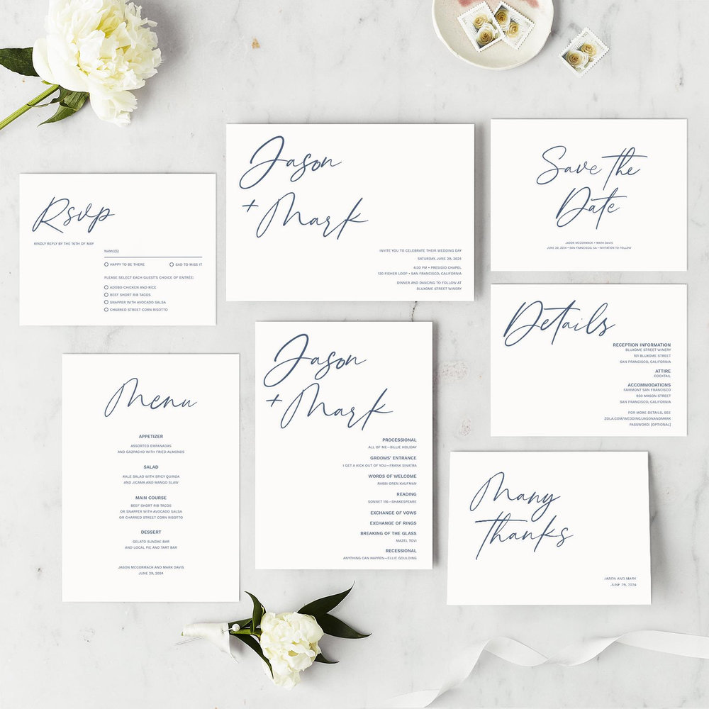 Nahomi Landscape Letterpress | Black | Zola Wedding Invitations