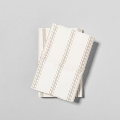 Standard Pillowcase Set Organic Tic Stripe Sour Cream / Pebble - Hearth & Hand™ with Magnolia