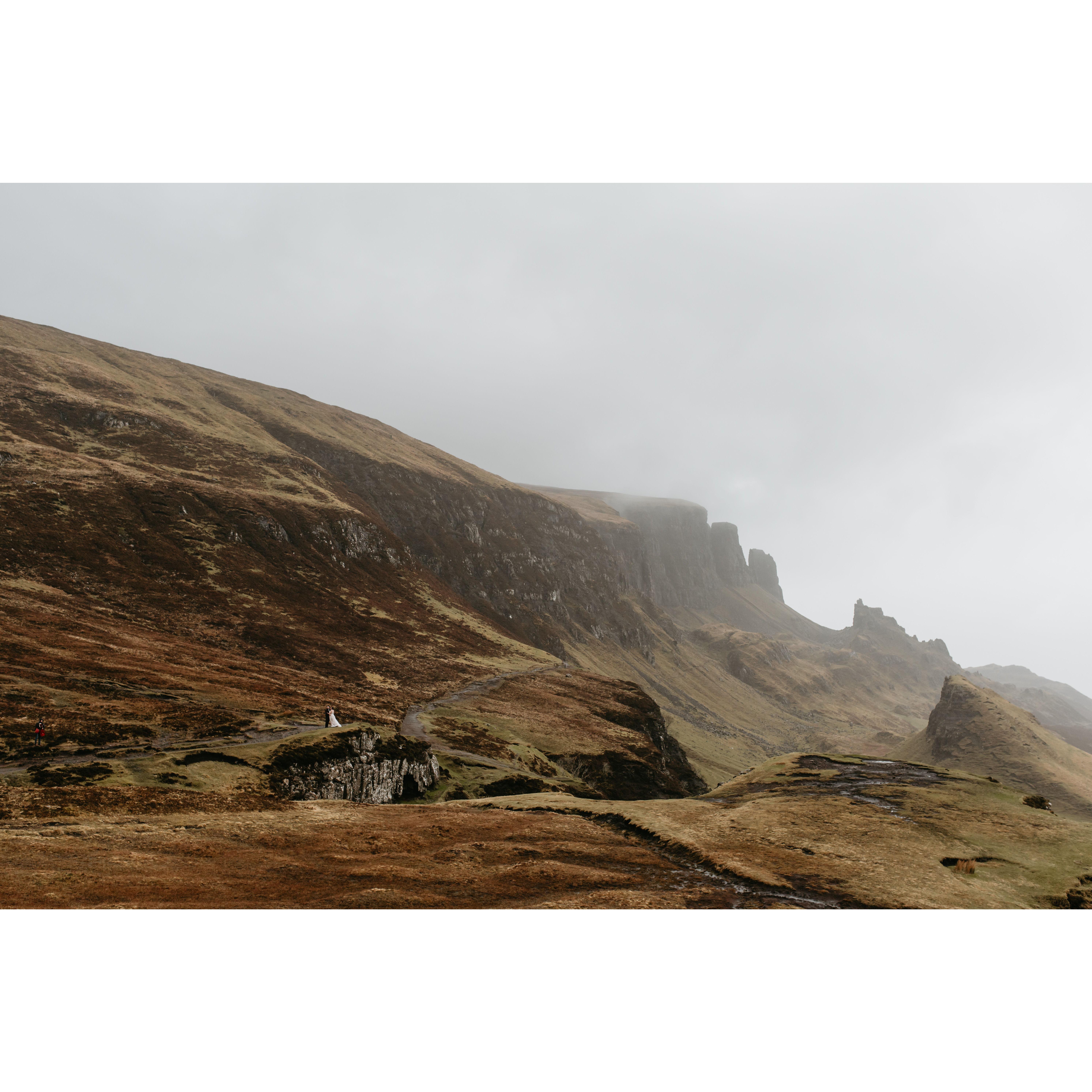 Our next stop was the Quiraing. If you look really closely, you can see Chris and Lauren on the left-hand side. This place was astonishing and truly felt like it was a whole other world.