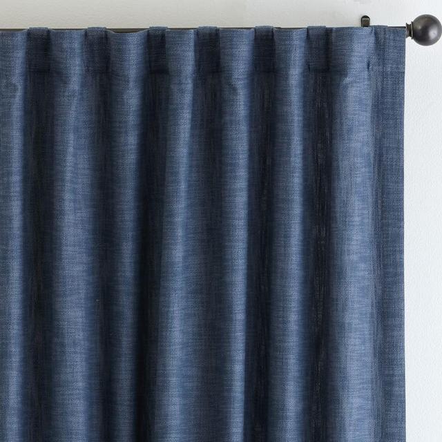 Seaton Textured Cotton Rod Pocket Curtain, 50 x 96", Denim