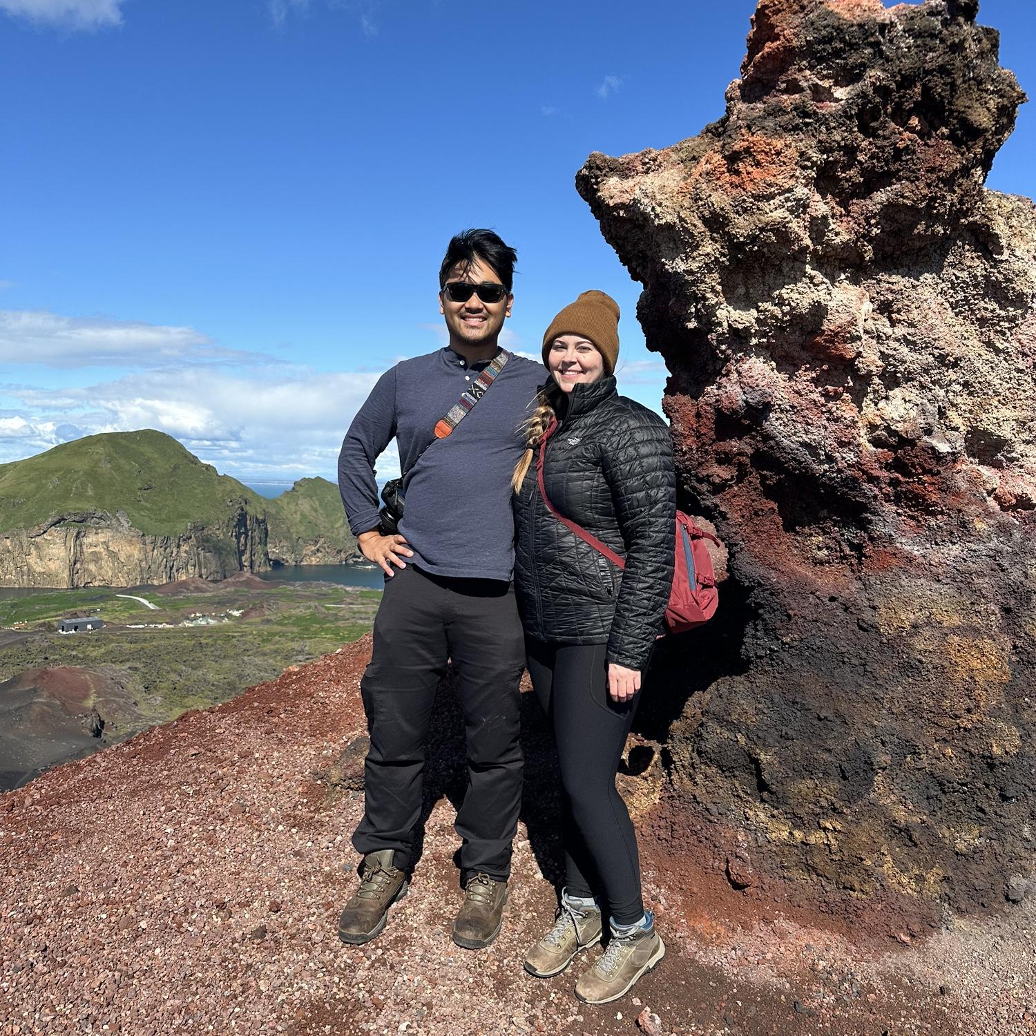 Literally at the top of a volcano! Crazy views... crazy wind.