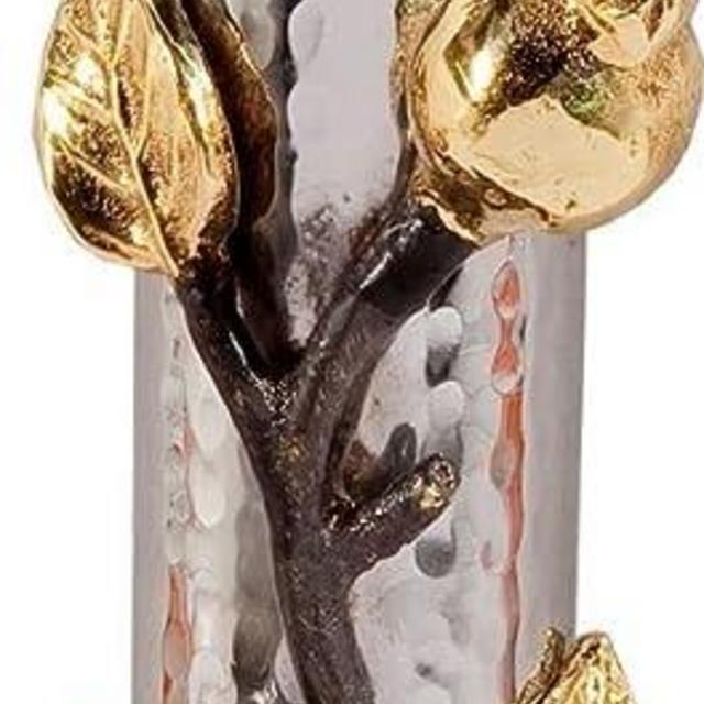 Yair Emanuel Hammered Mezuzah Case with Pomegranate Branch (10 centimeters)