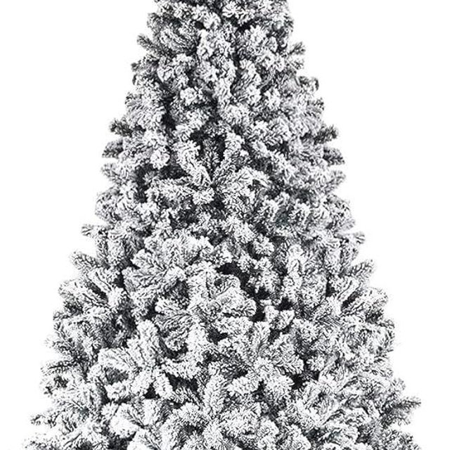 Giantex Artificial Christmas Tree, Premium PVC Xmas Full Tree, Flocked Snow Pine Tree with Solid Metal Stand, Ideal for Indoor and Outdoor (7.5FT)