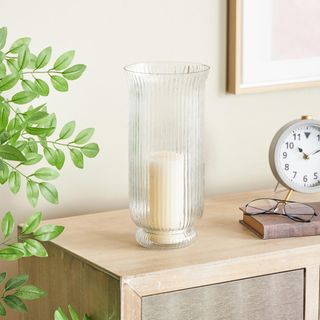 Ribbed Glass Fluted Decorative Candle Holder