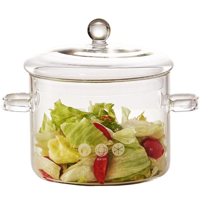 Mzowgzk Glass Cooking Pot -1.9L/64oz,Glass Simmer Pot for Stovetop Heat Resistant Borosilicate,Clear Saucepan for for Pasta, Noodles, Soup, Cereals, Fruit