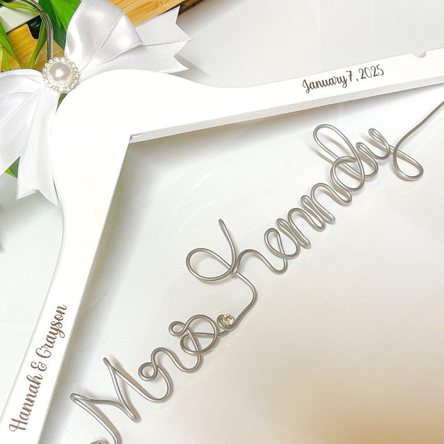One Day Sale_Wedding Hanger Personalize Bridal Hanger, Wedding Gown Hanger, Name hanger, One Line basic Hanger,