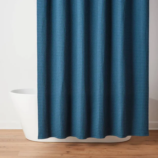 72"x84" Extra Long Waffle Weave Shower Curtain Dark Teal - Threshold™