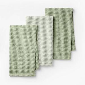 3pc Green Waffle Kitchen Towels - Figmint™