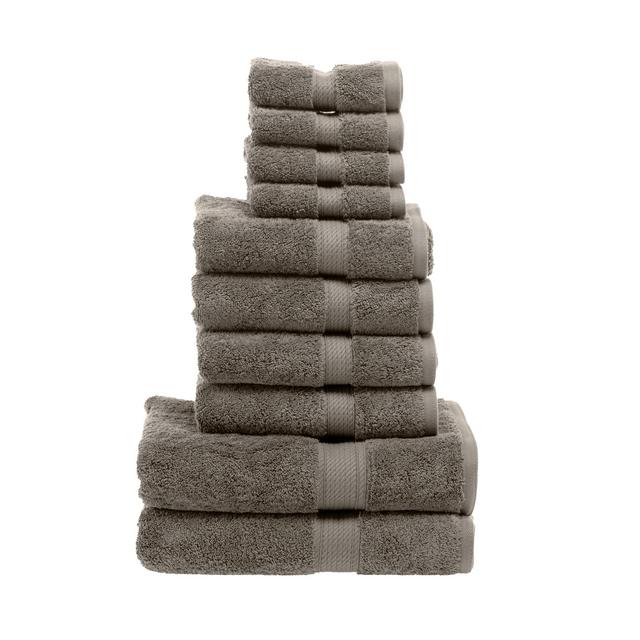 Superior Egyptian Cotton Solid Towel Set, 10PC, Charcoal