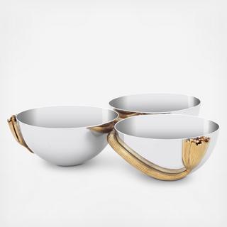 Deco Leaves Condiment 3-Section Server
