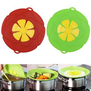AuSincere 2 X Spill Stopper Lid Cover And Spill Stopper, Boil Over Safeguard,Silicone Spill Stopper Pot Pan Lid Multi-Function Kitchen Tool (Green And Red) …