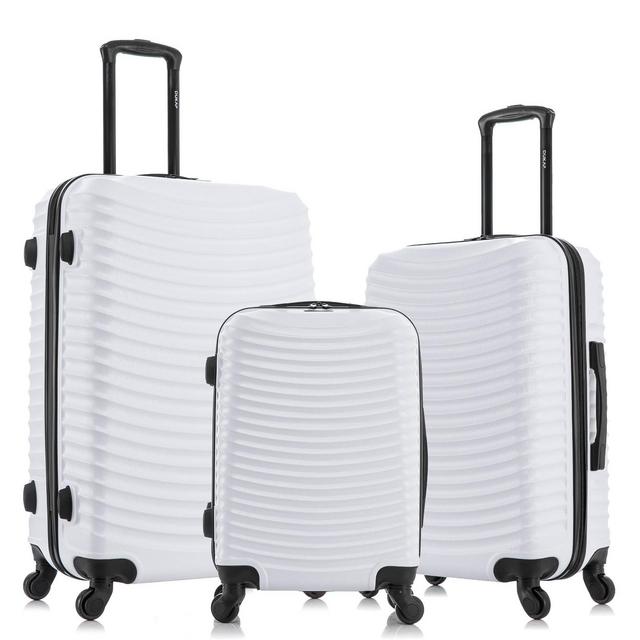 DUKAP Adly Lightweight Hardside Checked Spinner Luggage Set 3pc - White