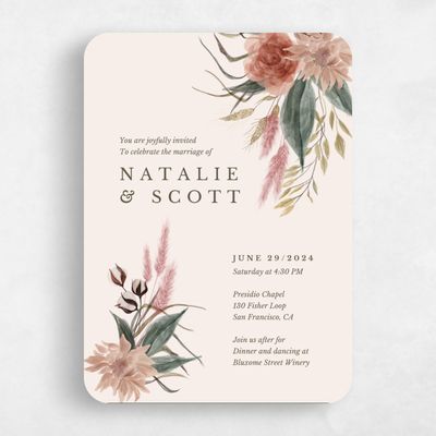 Beige Rounded Wedding Invitation - Monahan Classic