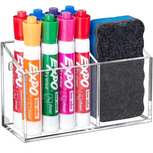 BEYGORM Magnetic Dry Erase Marker Holder for Whiteboard,Non-slip Acrylic Magnet Pen Holder for Fridge Refrigerator,Locker Organizer for Work,Locker Accessories,Pencil Cup for Desk,Marker Organizer