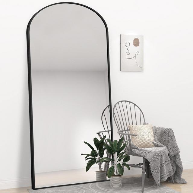 Rhea Arched Full Length Mirror 71"x31", Large Floor Mirror with Stand or Leaning Against Wall for Bedroom - The Pop Home , Black