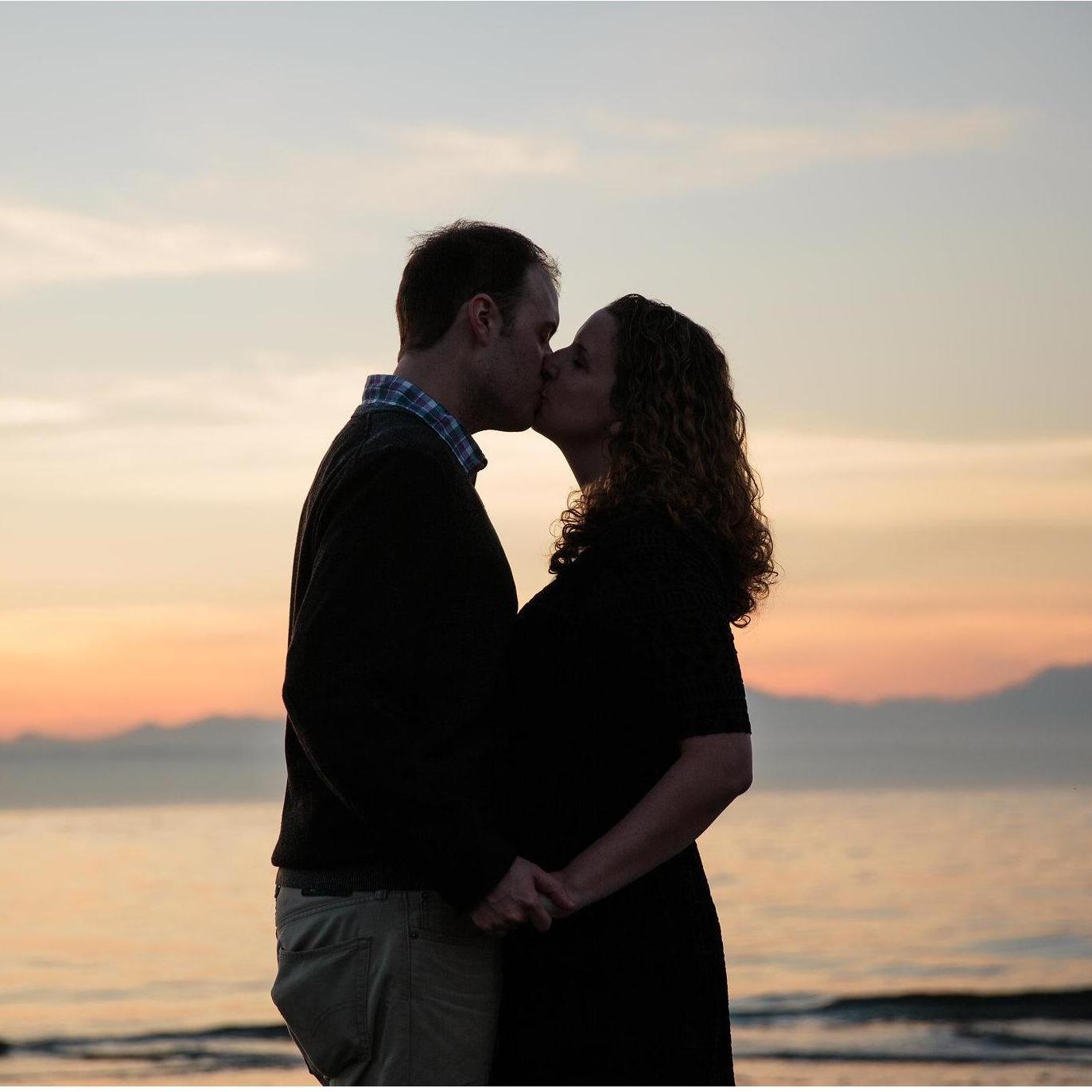 John proposed in front of the Olympic Mountains in Victoria, BC. On a clear day, Pam and John can look at these same mountains from their home in Seattle.