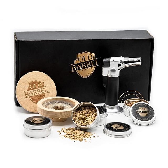 Whiskey Cocktail Smoker Kit Bourbon - Smoked Old Fashioned Kit - Whiskey Smoker Infuser Kit - Drink Smoker - Old Barrel Bar Supplies - NO BUTANE