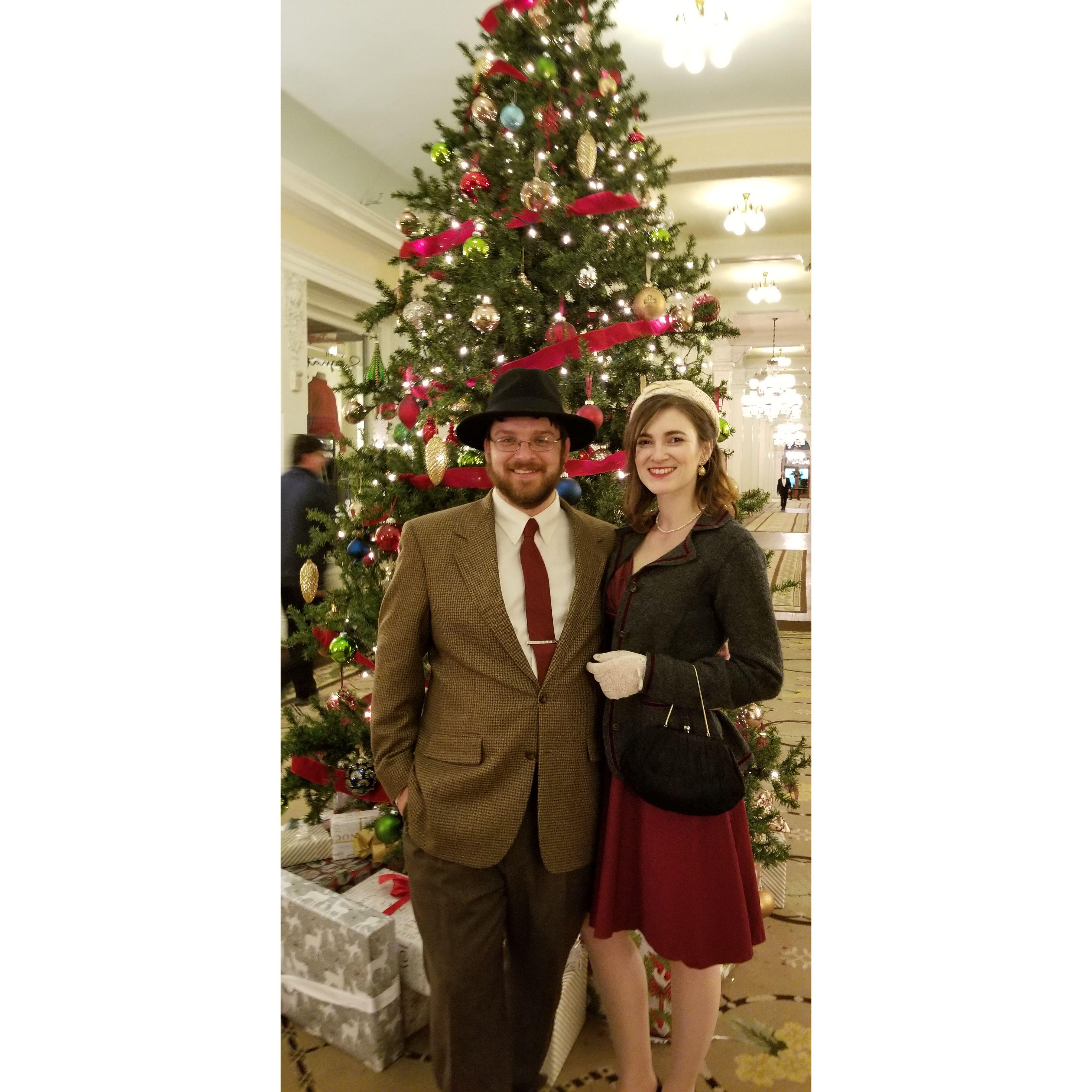 Dressed up for Glenn Miller at the Mt. Washington Hotel, December 2019