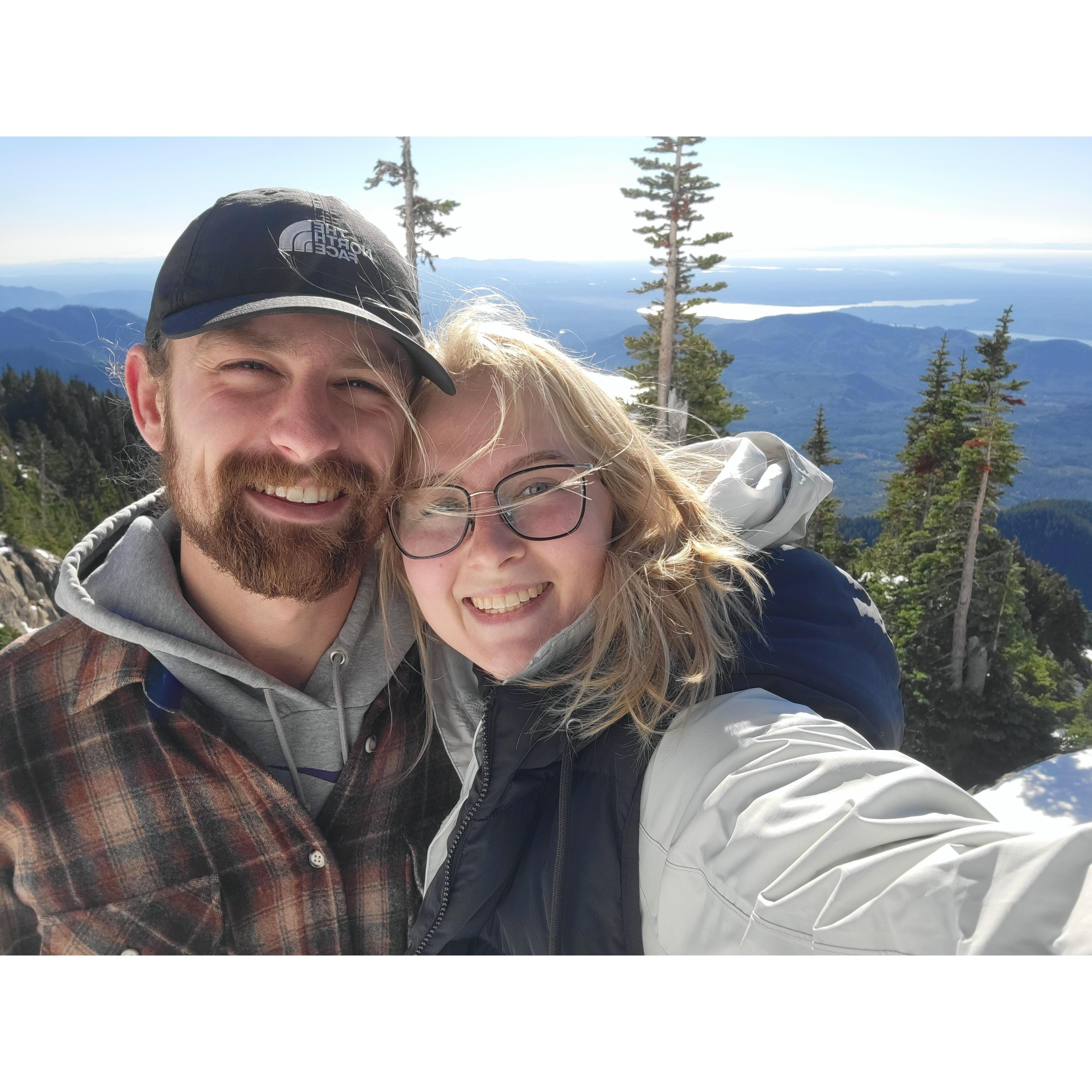 Engaged at the top of Mt. Ellinor