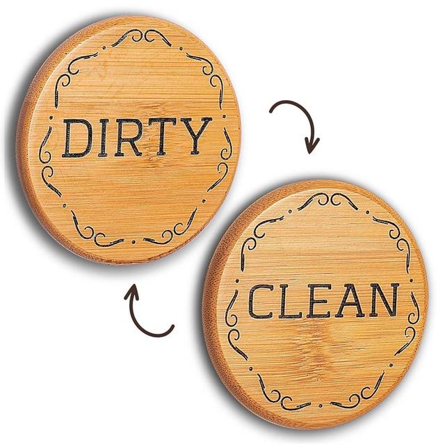 TEYGA Bamboo Dishwasher Sign - Clean Dirty Magnet