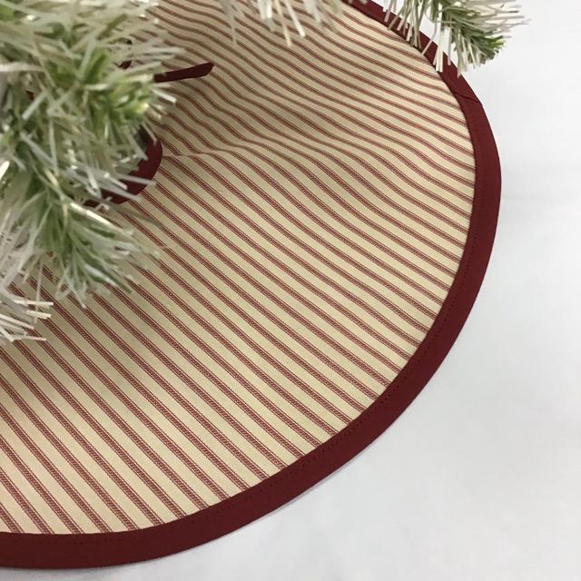 French ticking stripe Christmas Tree Skirt - tree skirt - Farmhouse Tree Skirt - custom size - Magnolia Home Berlin Ticking Stripe Dark Red