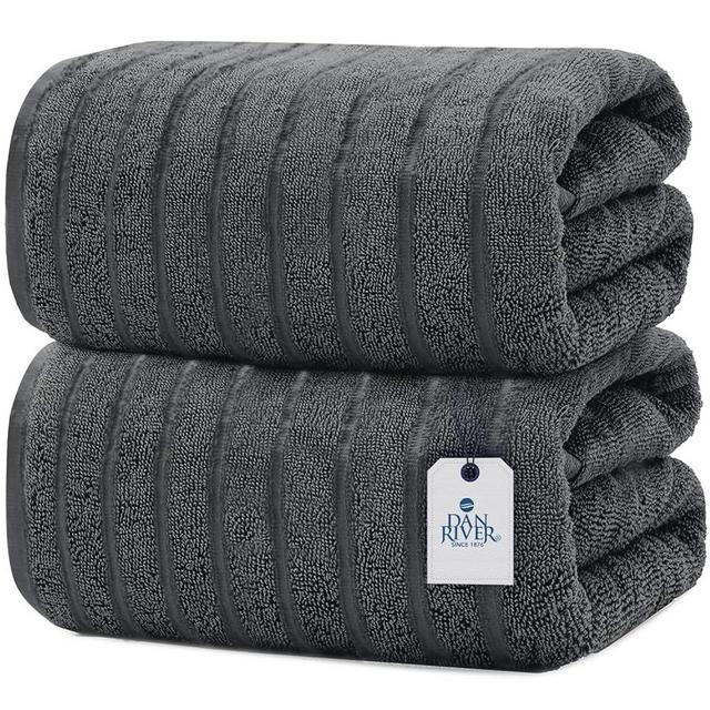 DAN RIVER Bath Sheets Set of 2 – 550 GSM Ultra Super Soft & Highly Absorbent Sheets with Speed Breaker Design – 100% Cotton Large Bath Towels for Bathroom, Home, Hotel, Spa – 35”x70” in Gray