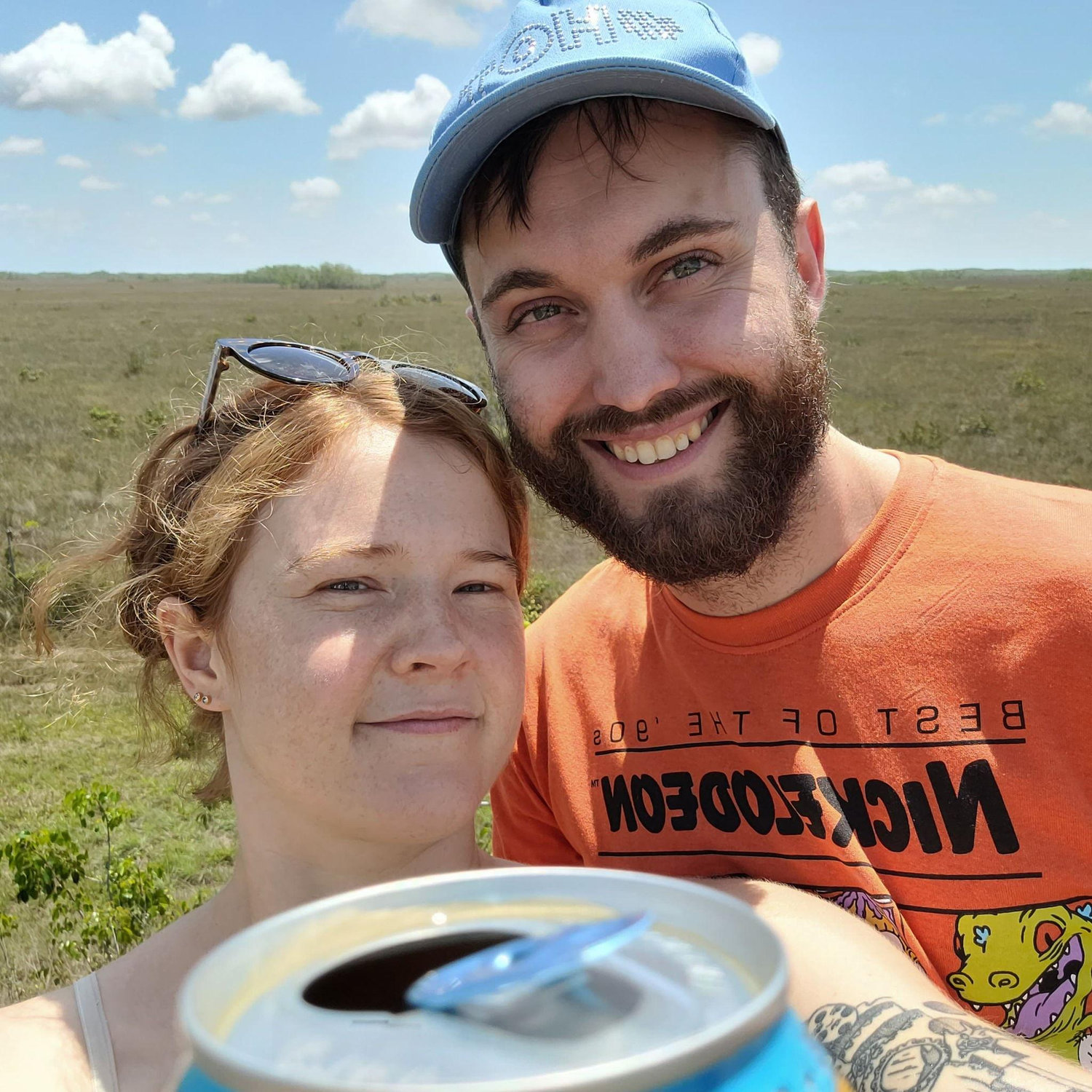 Legendarily our first selfie ever taken, before someone shouted at us that we were standing in a patch of poison oak in the Everglades. We got out sans issue and with this epic pic.