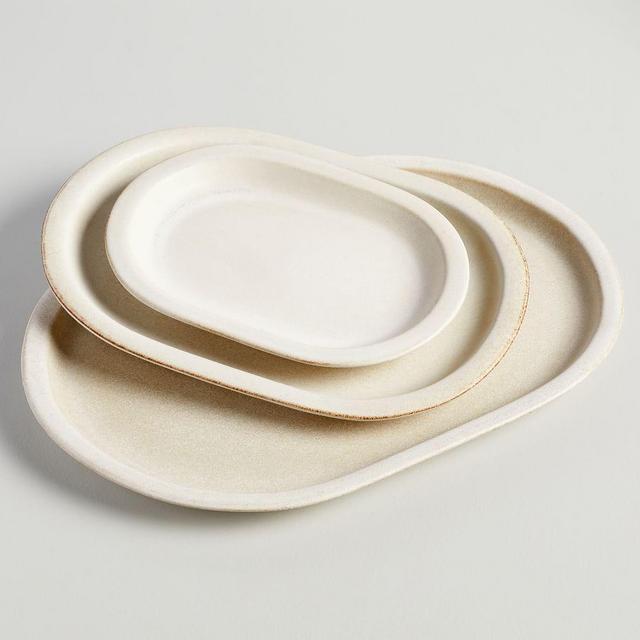 Mendocino Stoneware Serving Platters, Set of 3 (small, large, xl) - Ivory