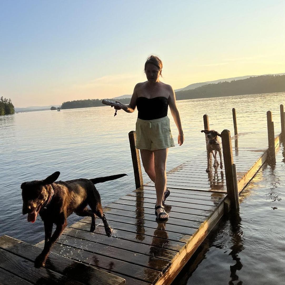 Jackie and Arlene dockdiving on Squam